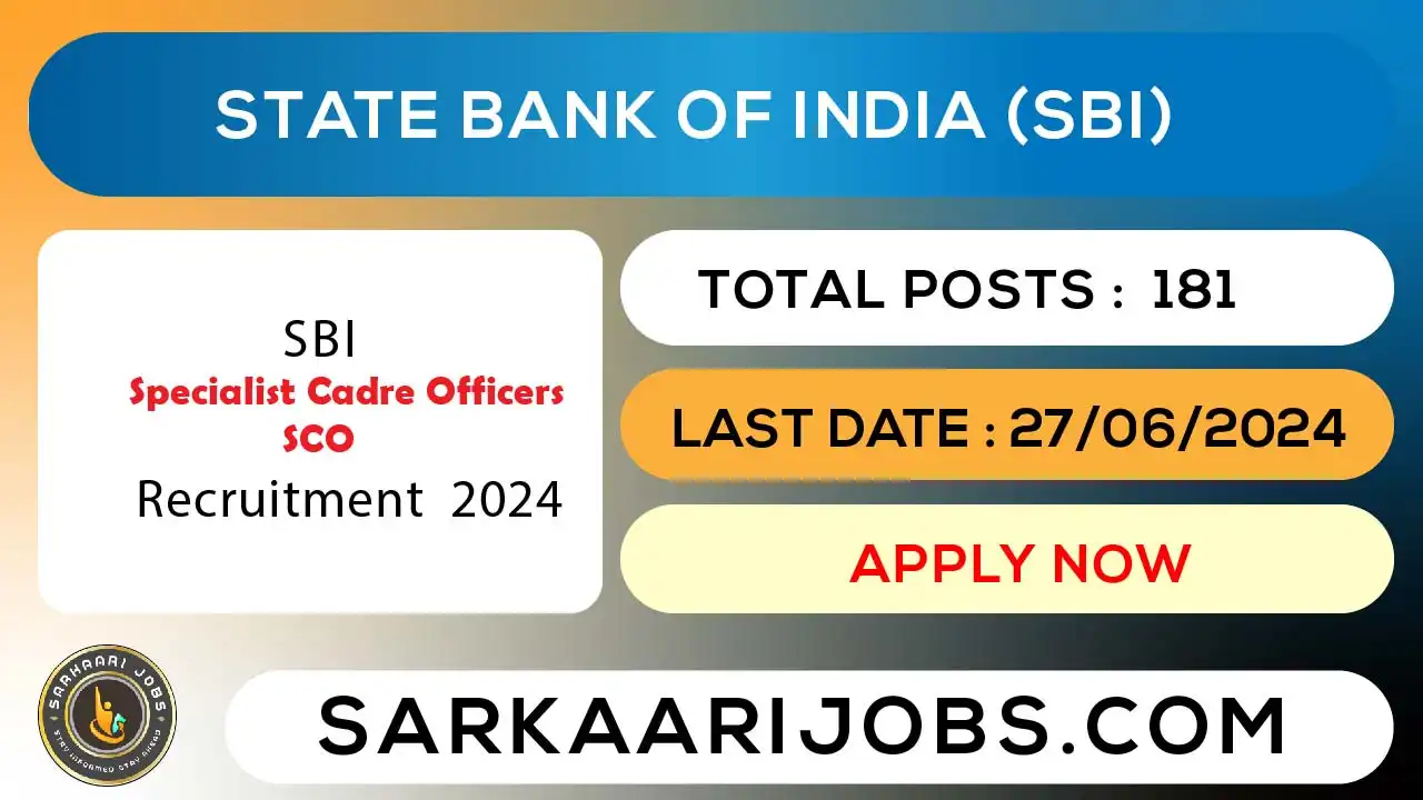 SBI Specialist Cadre Officer SCO Recruitment 2024