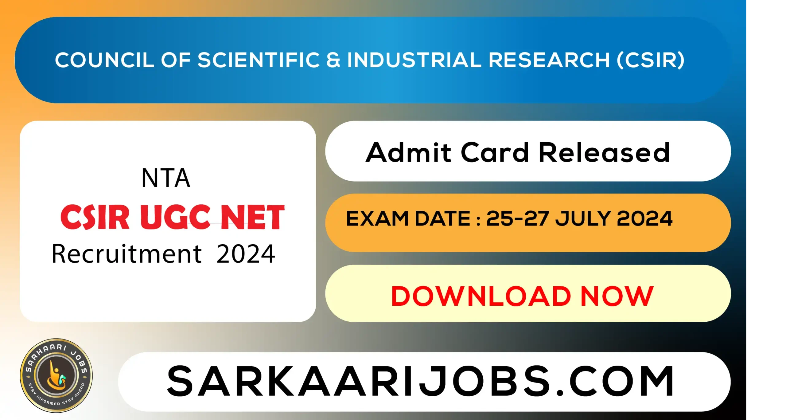 NTA CSIR UGC NET 2024 Admit card